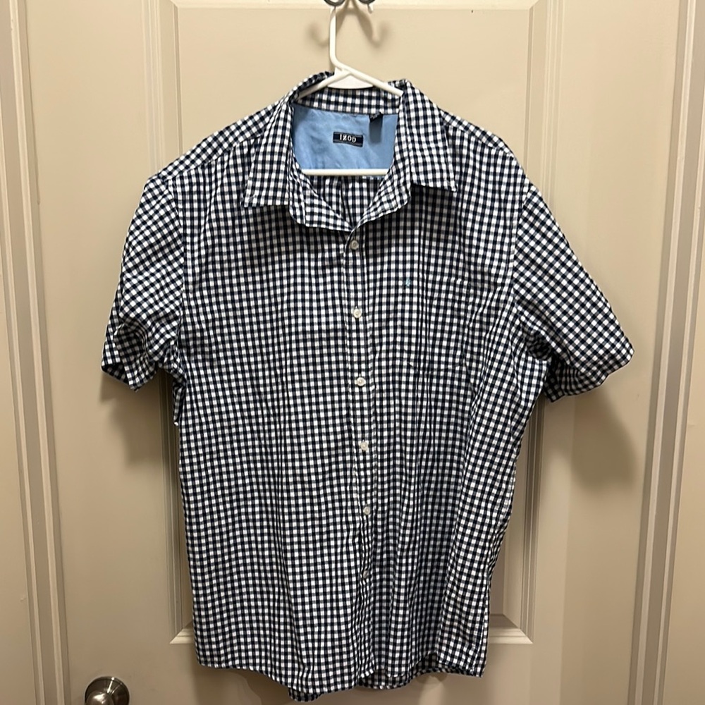 Izod Black and White Casual Button Down Shirt